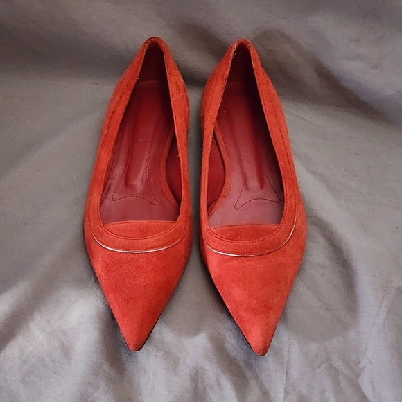 MARNI Orange/Red Suede Pointed Toe Ballet Flats, size 39 - Picture 9 of 11